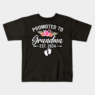 Promoted to Grandma 2024 First Time New Grandma Pregnancy Kids T-Shirt